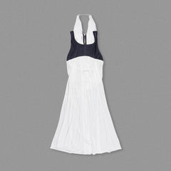 Luxury Halter V-Neck White Maxi Dress