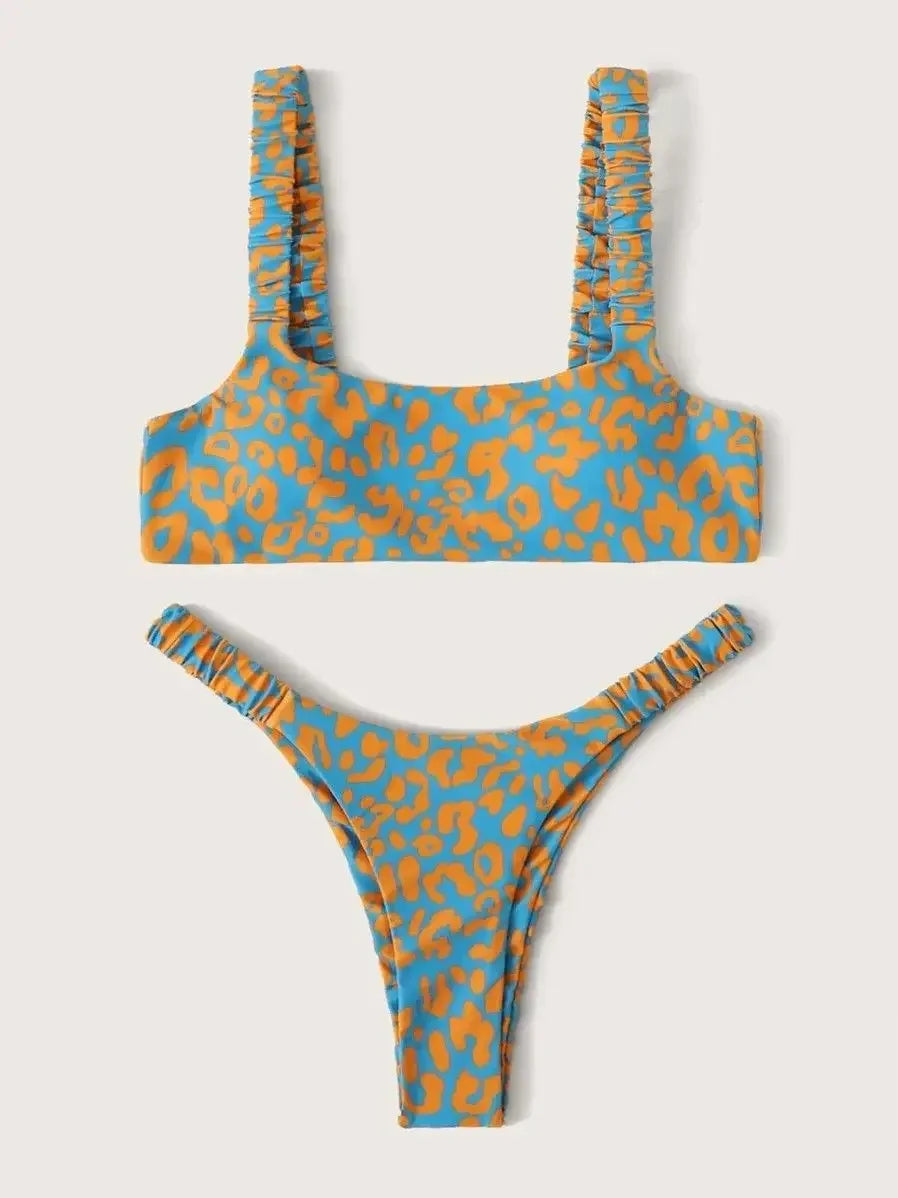 Sexy Orange Leopard Print Bikini Set