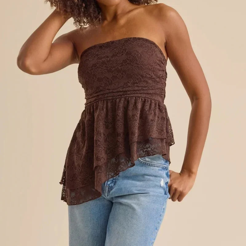 Off the Shoulder Lace Babydoll Tube Top