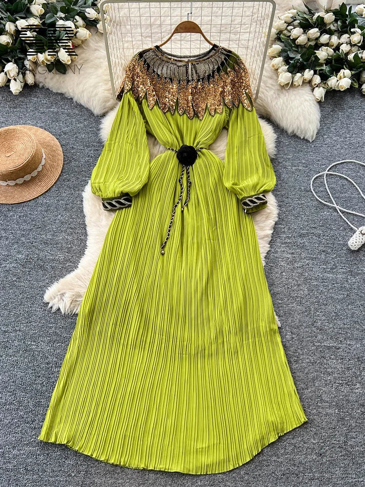 Sequins Pleated Beading Dress