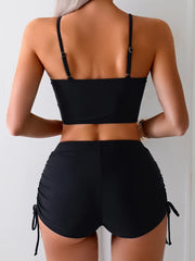 Wrinkled Knotted Shorts High Waist Bikini