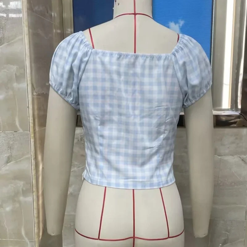 Y2k Gingham Crop Top