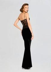 Black Lace See Through Strapless Prom Dress