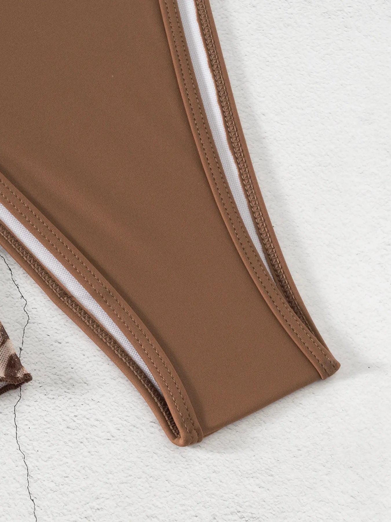 Sexy Brown Leopard Print Skirt 3 Piece Bikini Set