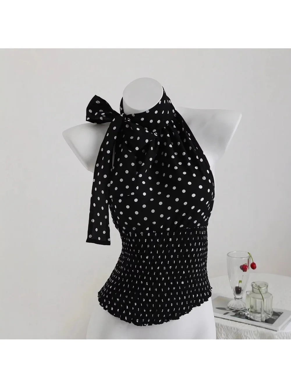 Polka Dot Halter Tie Top