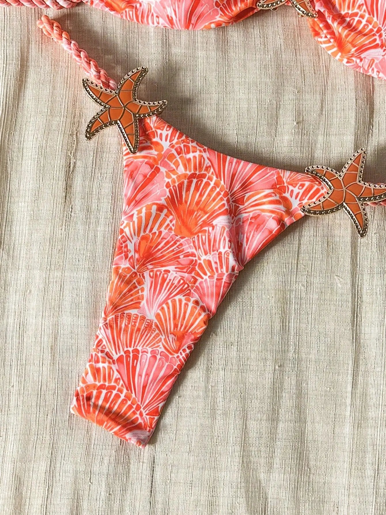 Sexy Orange Shell Print Micro Bikini