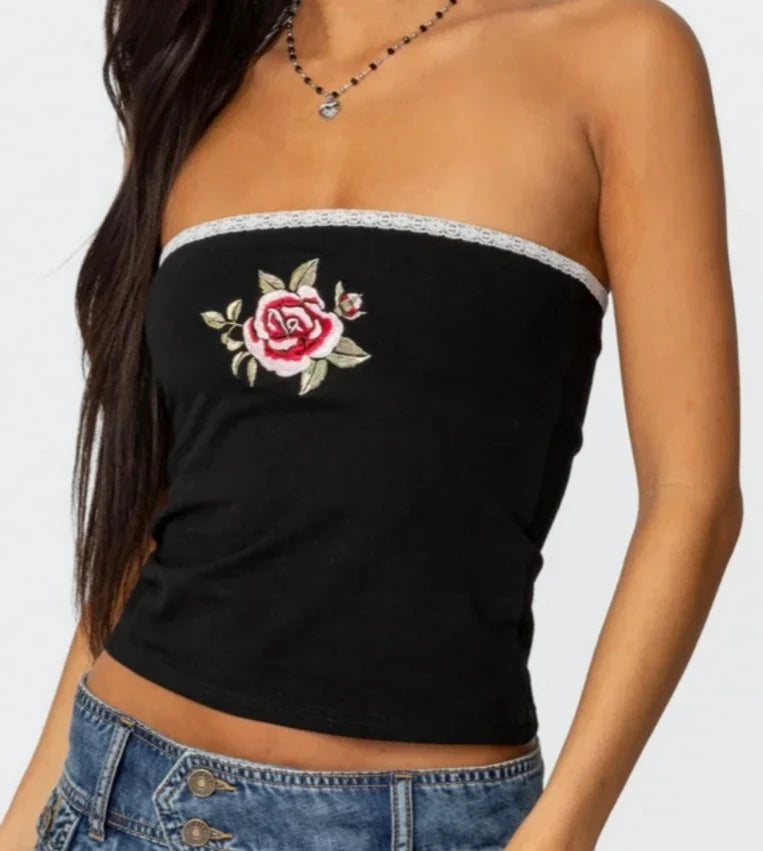 Solid Color Strapless Camis Tops