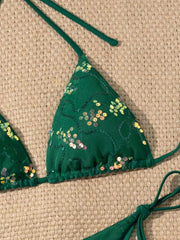 Sexy Sequin Floral Bikini Set