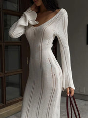 Knitted Hollow Out Sexy Maxi Dress
