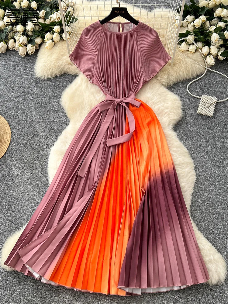 Gradient Pleated Dress