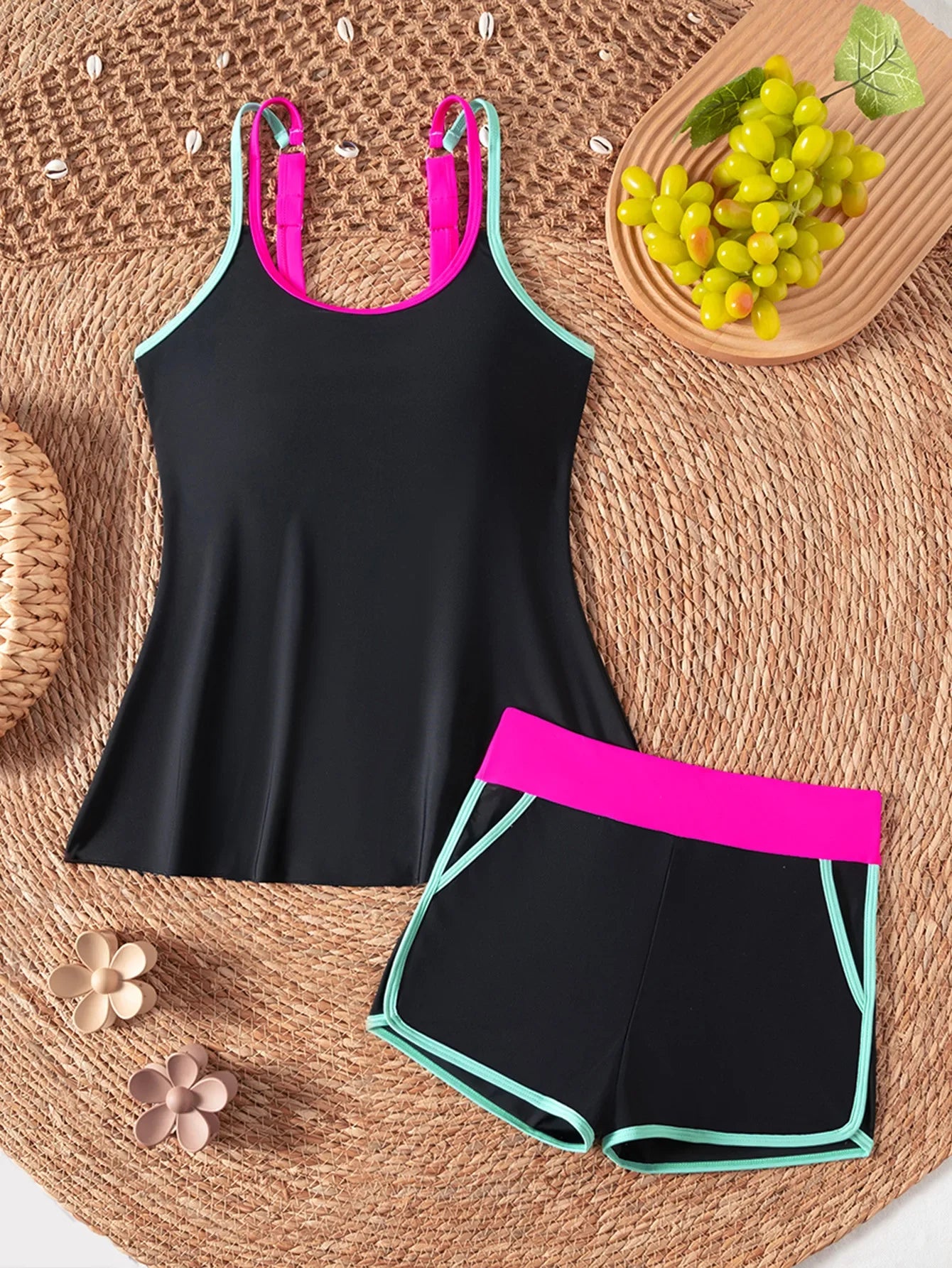 Vintage Black White Contrast Bikini Set