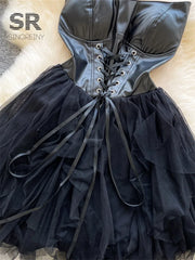 PU Leather Mesh Sensual Dress