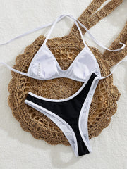 Sexy Black White Patchwork Micro Bikini