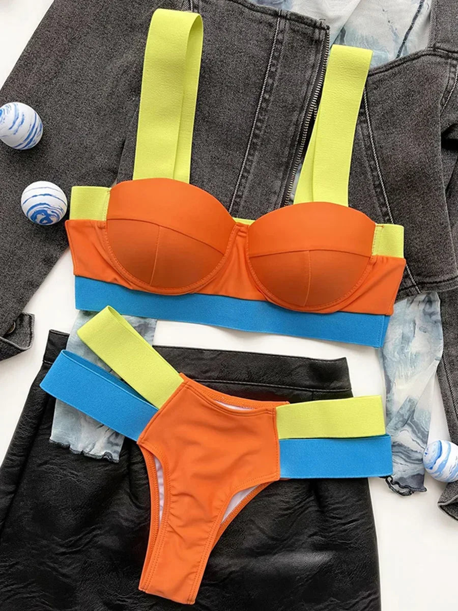 Splicing Push Up Bra Cup Bikini