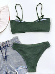 Green Black Push Up Pleate Swimsuit