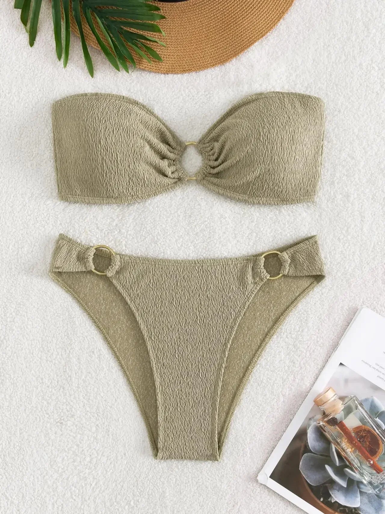 Metal Ring Linked Push Up Micro Swimsuit