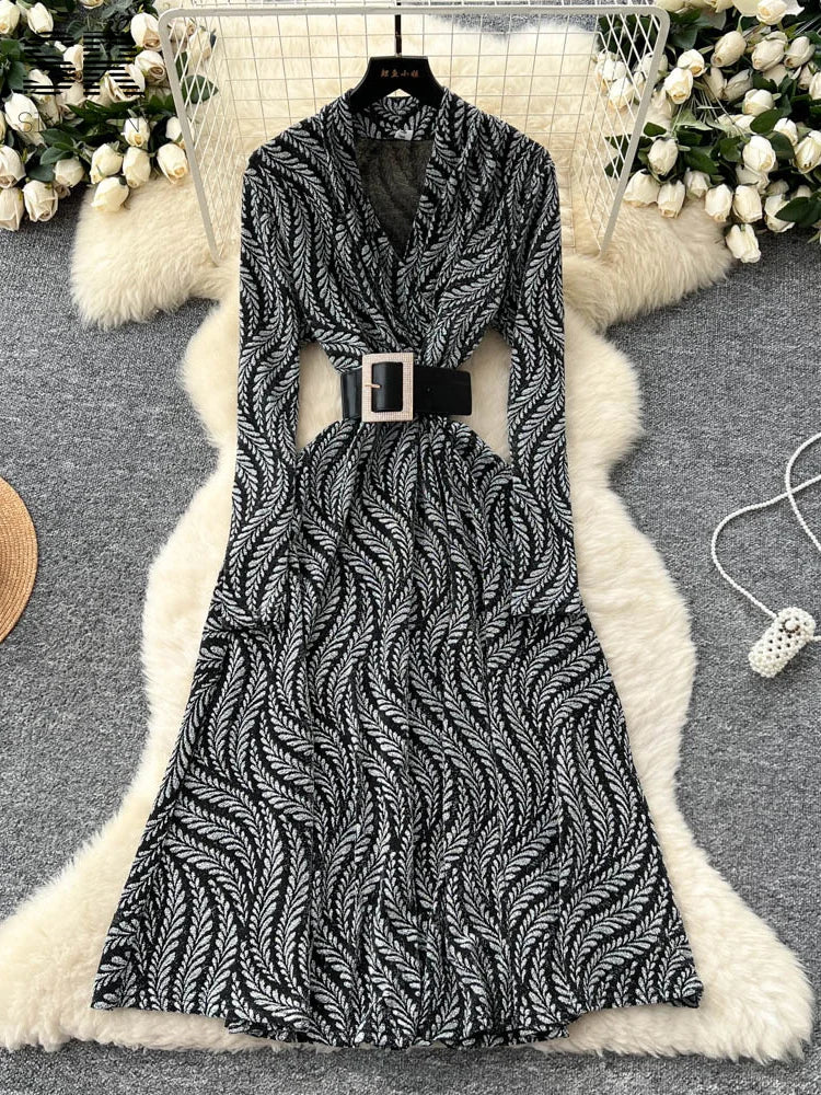Autumn Elegant Print Dress