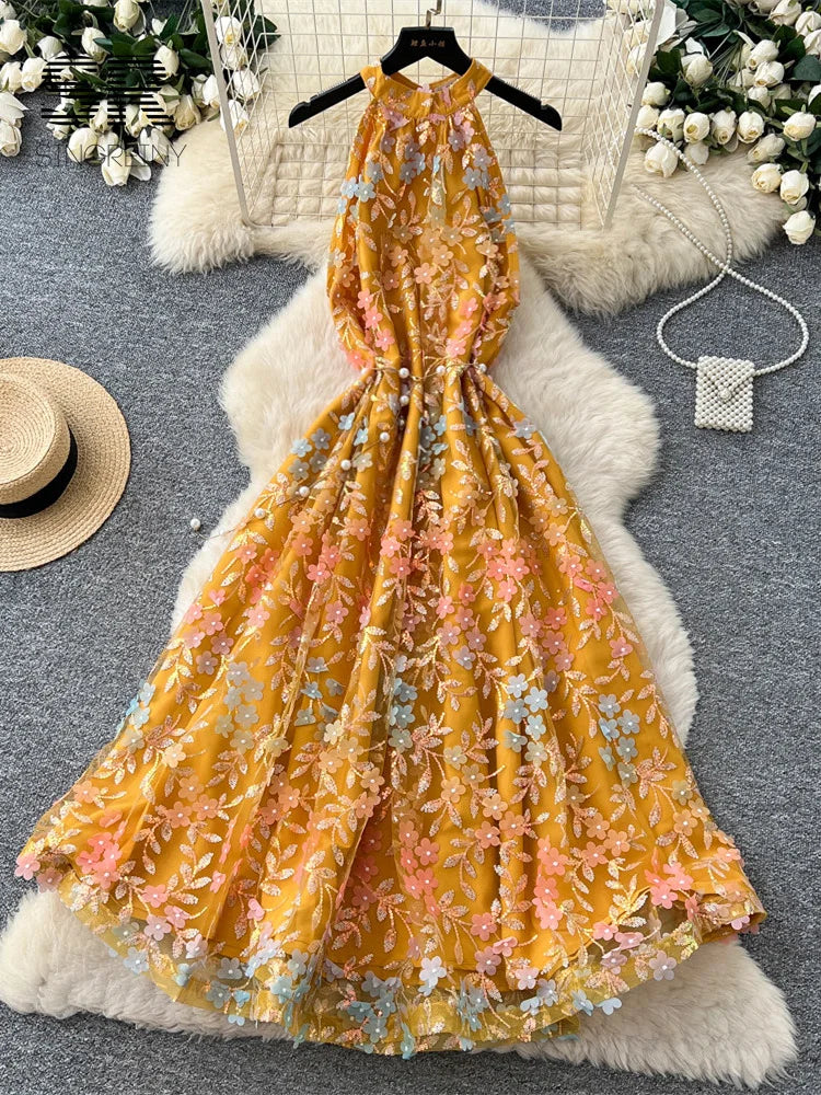 Floral Sequins Luxury Dress
