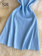 Twist Drill Knit A-line Dress