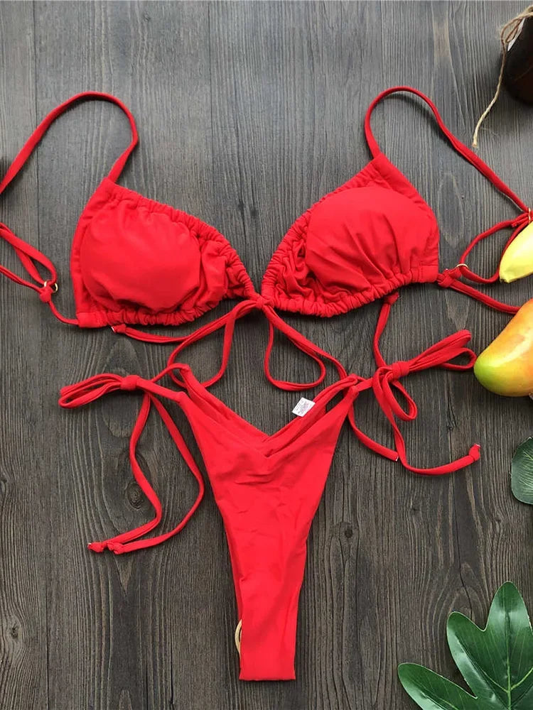 Sexy Ruffle Frilled Micro Thong Bikini