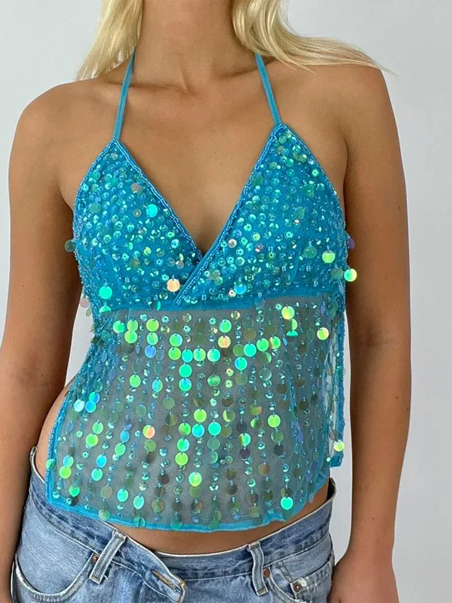 Sequin Halter Top