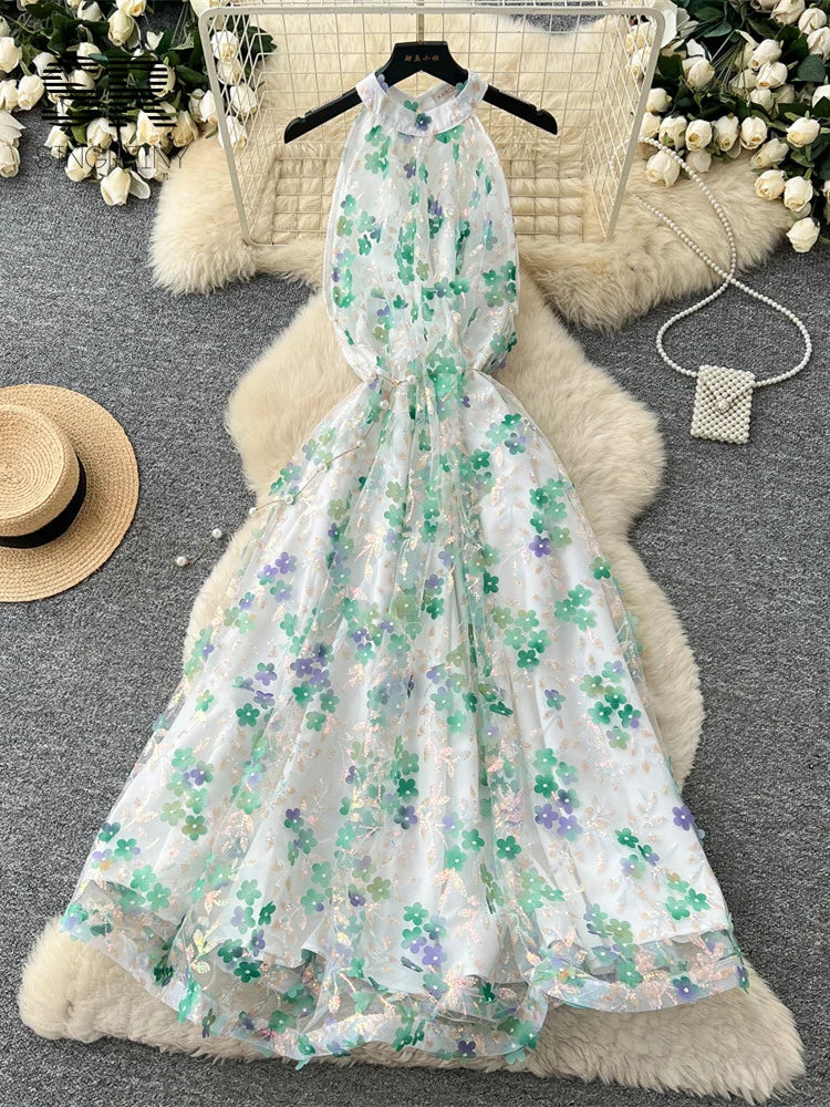 Floral Sequins Luxury Dress