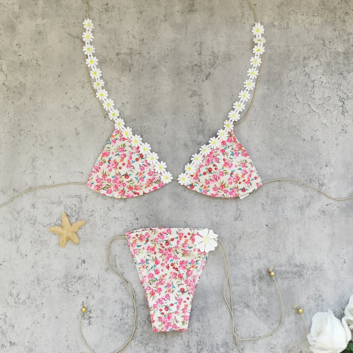 Sexy 3D Flower Bikini Set