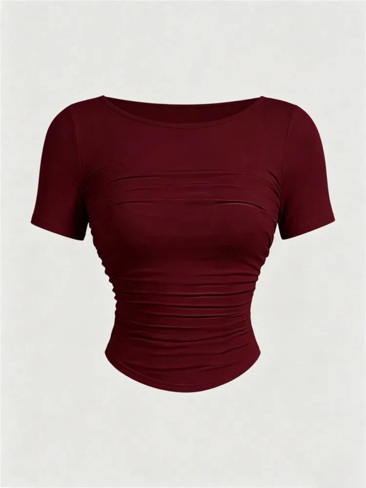 Solid Color Slim Fitted Crop Top