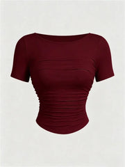 Solid Color Slim Fitted Crop Top
