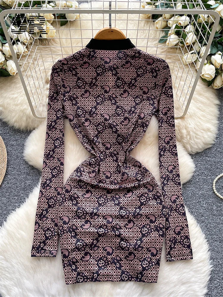 Artistic Print Lace Dress
