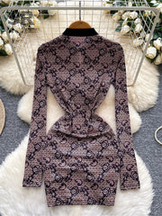 Artistic Print Lace Dress