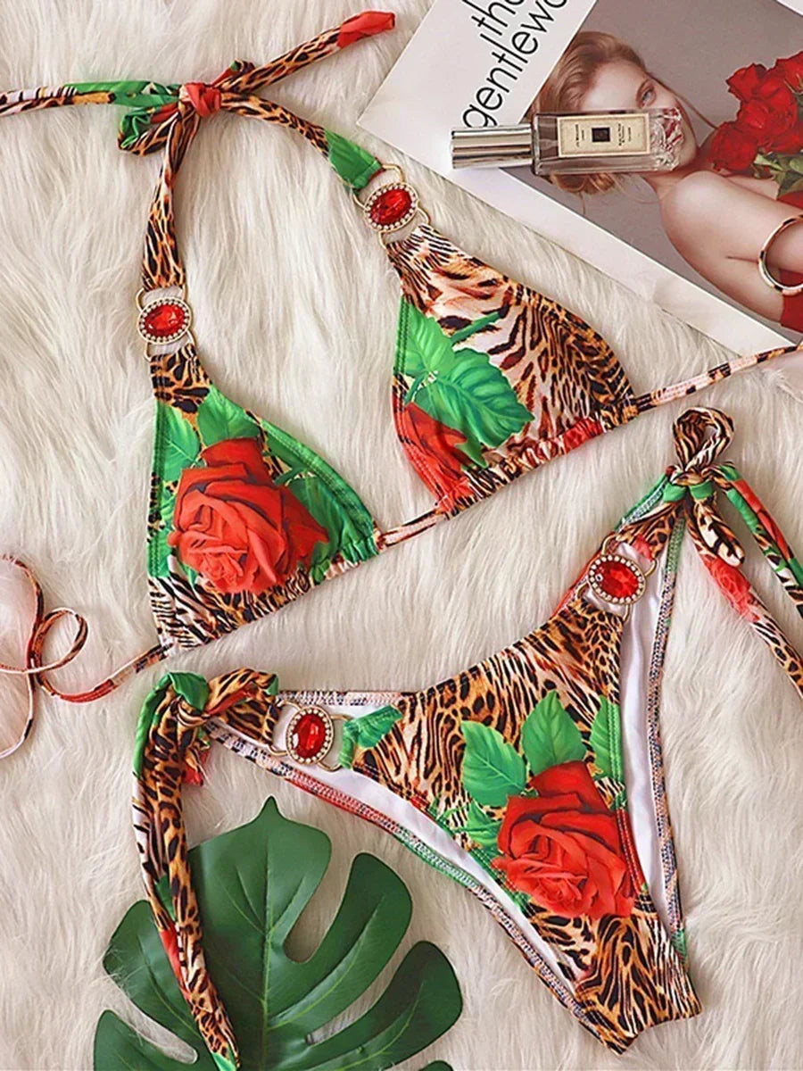 Halter Crystal Rhinestone Diamond Bikini