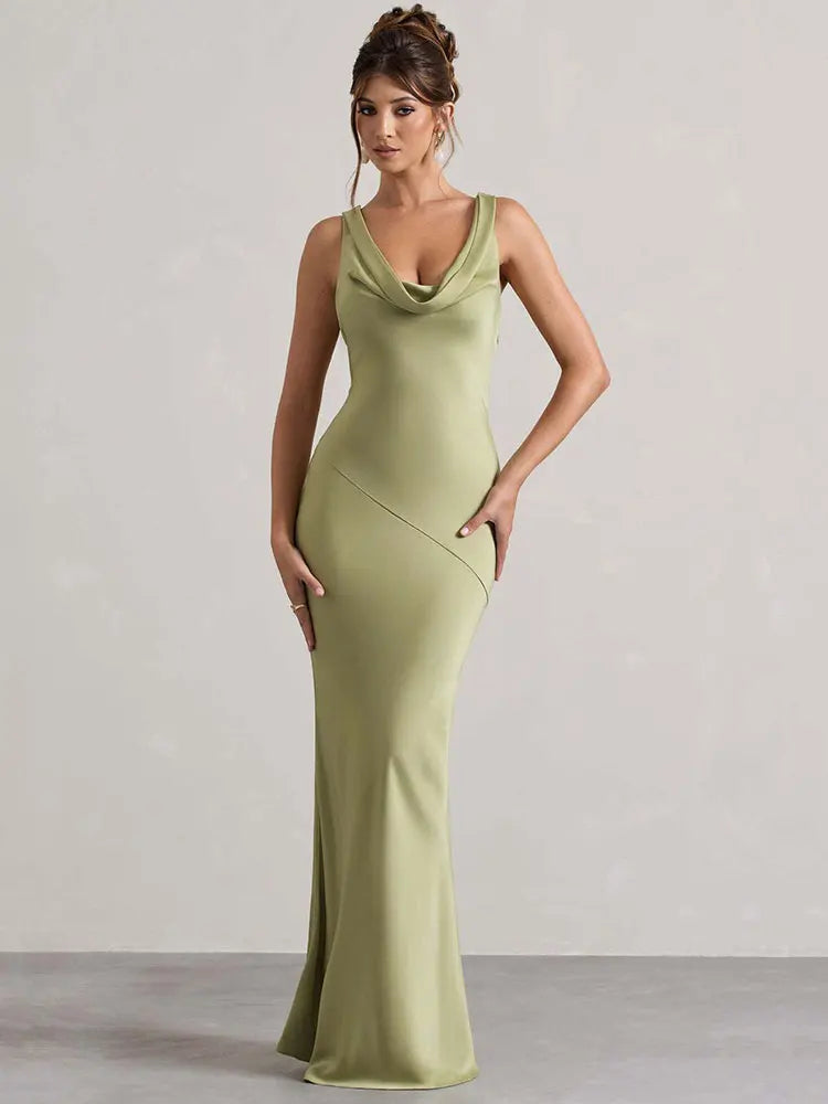 Satin Elegant Maxi Evening Dress