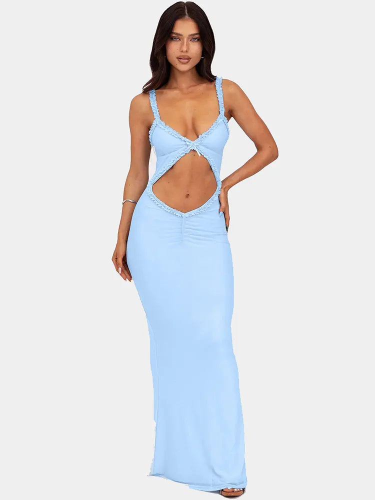 Hollow Out Backless Long Dress