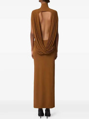 High Collar Backless Maxi Dress