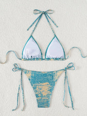 Shiny Glitter Halter Strappy Bikini