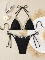Shell Decoration Halter String Strappy Bikini