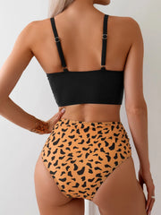 Brown Leopard Print High Waist Bikini Set