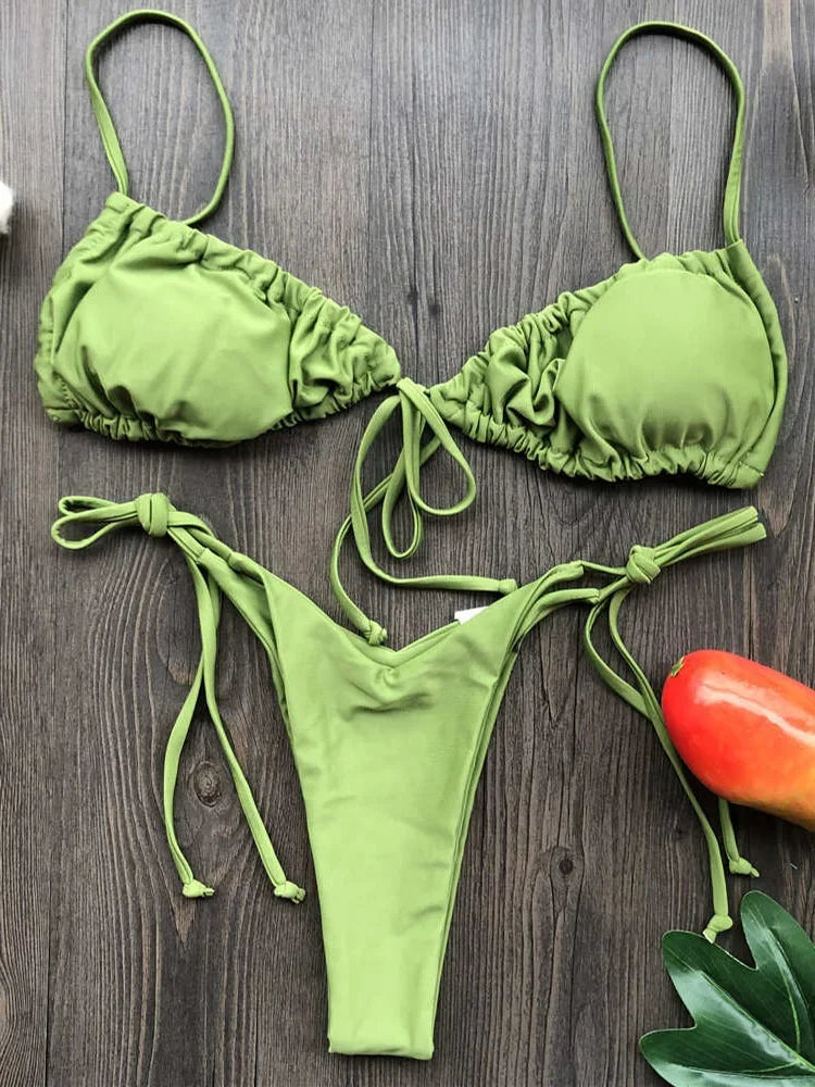 Sexy Ruffle Frilled Micro Thong Bikini