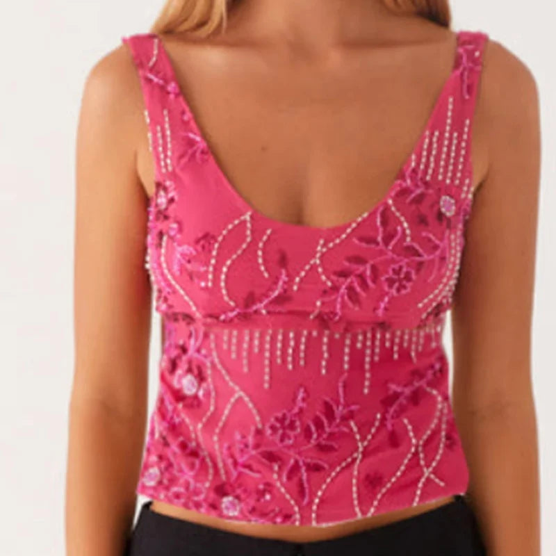 Boho Beaded Embellished Tank Tops