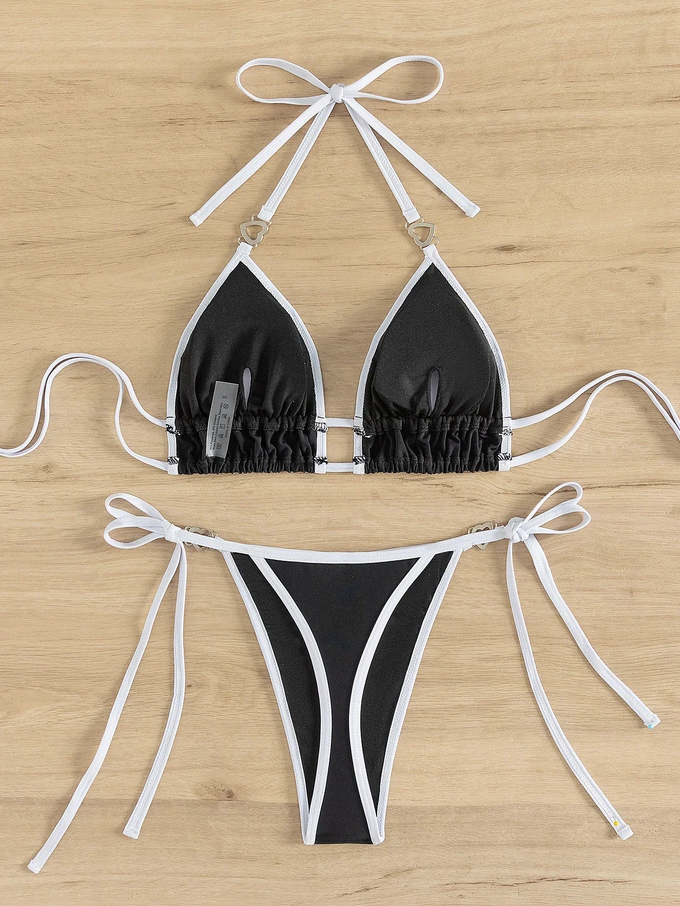 Luxury Rhinestone Heart Thong Bikini