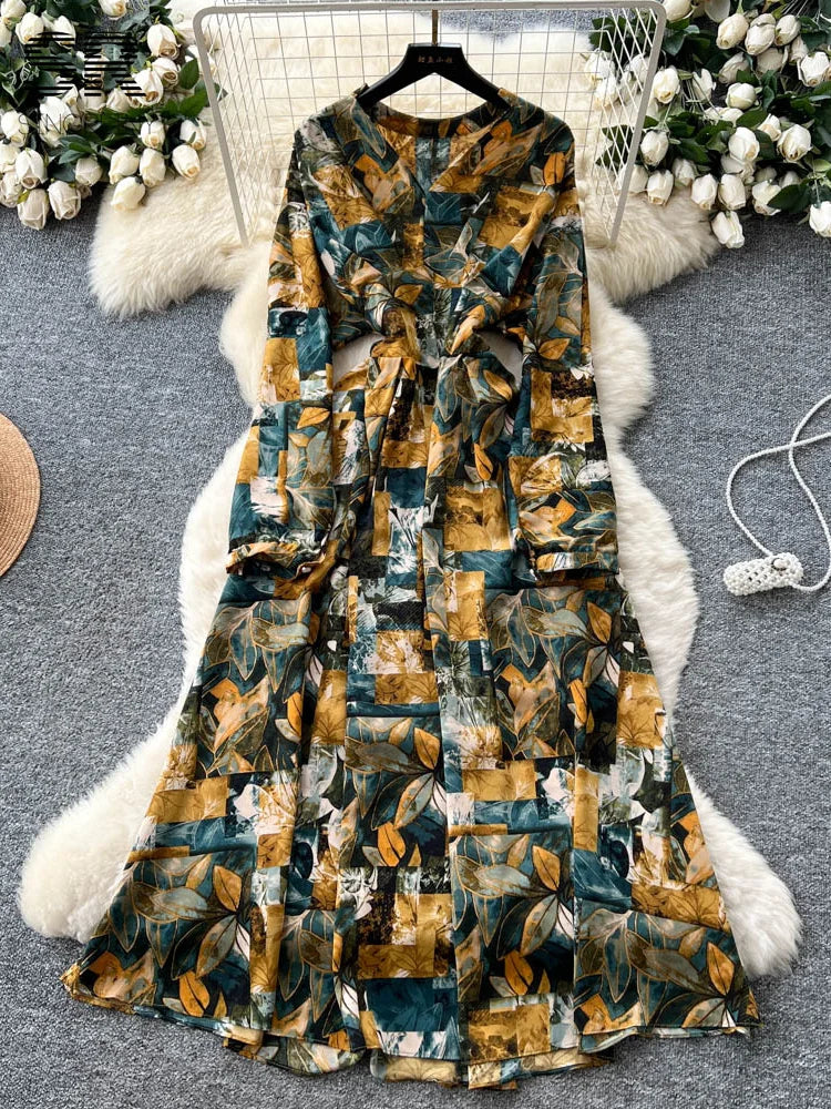 Vintage Print Large Swing Dress