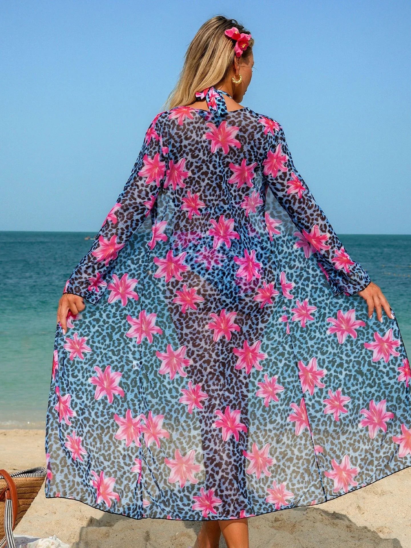 Blue Leopard Print Bikini Set