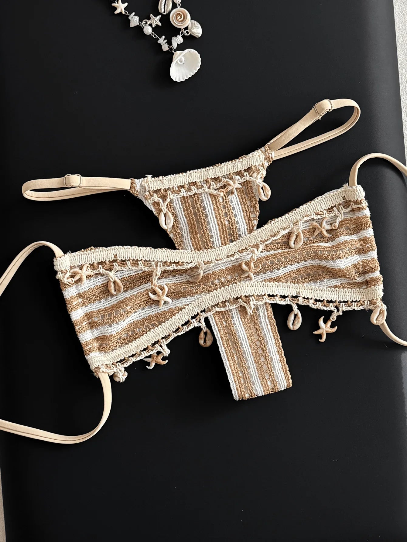 Sexy Beige Striped Micro Bikini