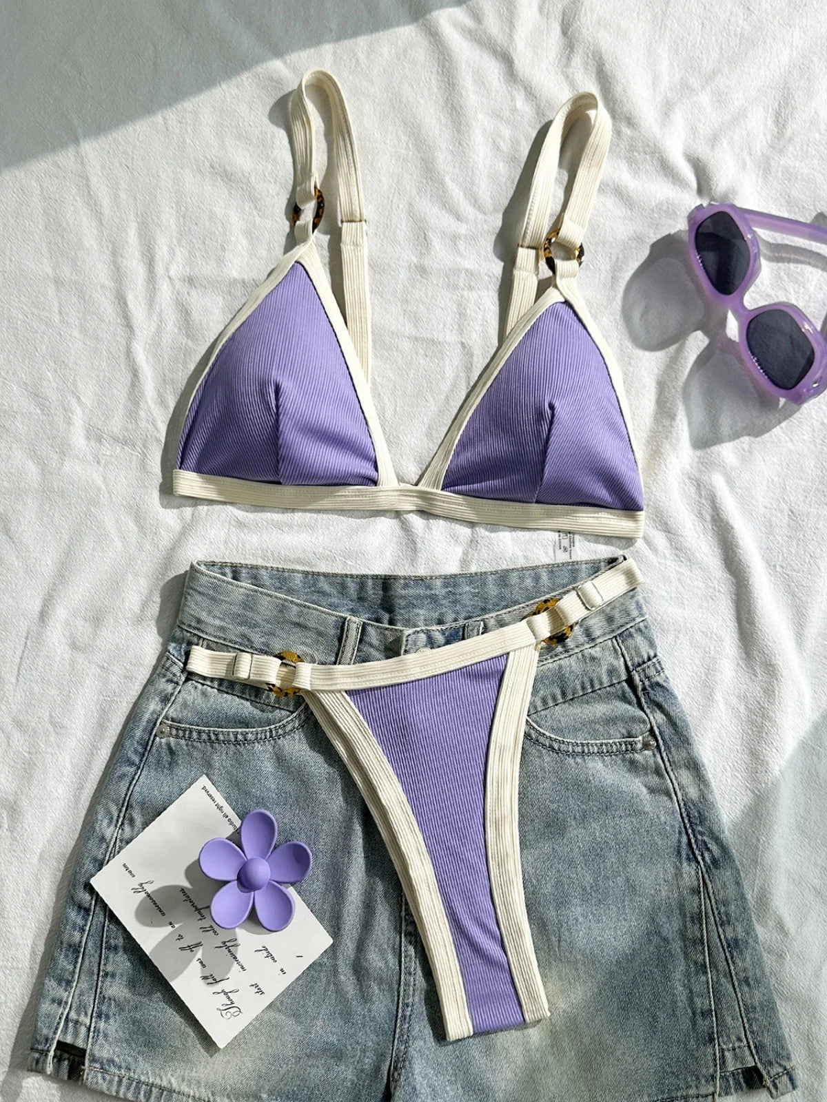 Sexy Khaki Patchwork Micro Bikini
