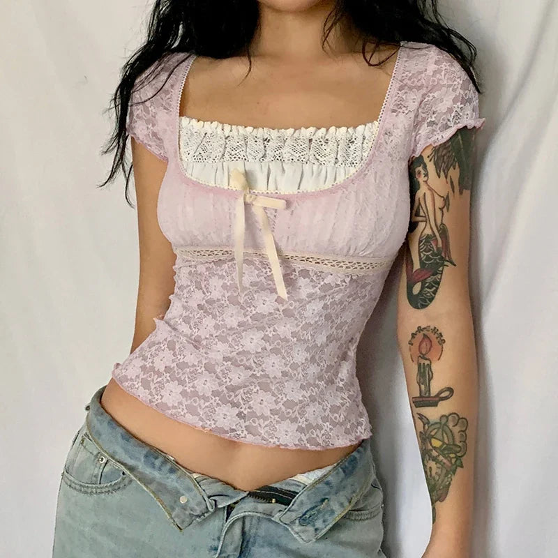 Sweet Girl Lace Milkmaid Top