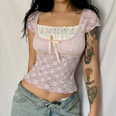 Sweet Girl Lace Milkmaid Top
