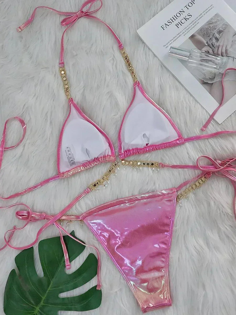 PU Faux Leather Bikini