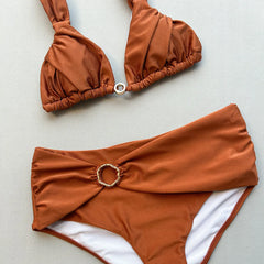 Vintage Brown Two Piece Bikini Set