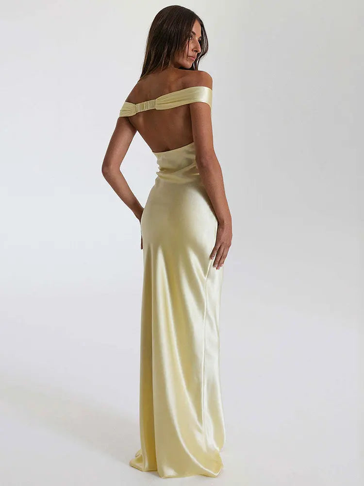 Elegant Satin Backless Maxi Dress